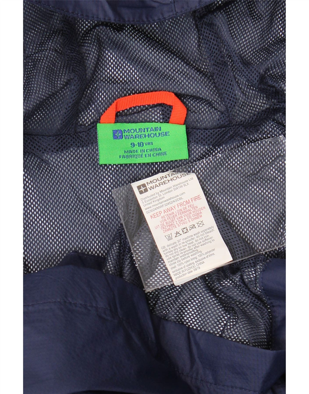 MOUNTAIN WAREHOUSE Boys Hooded Rain Jacket 9-10 Years Navy Blue Nylon