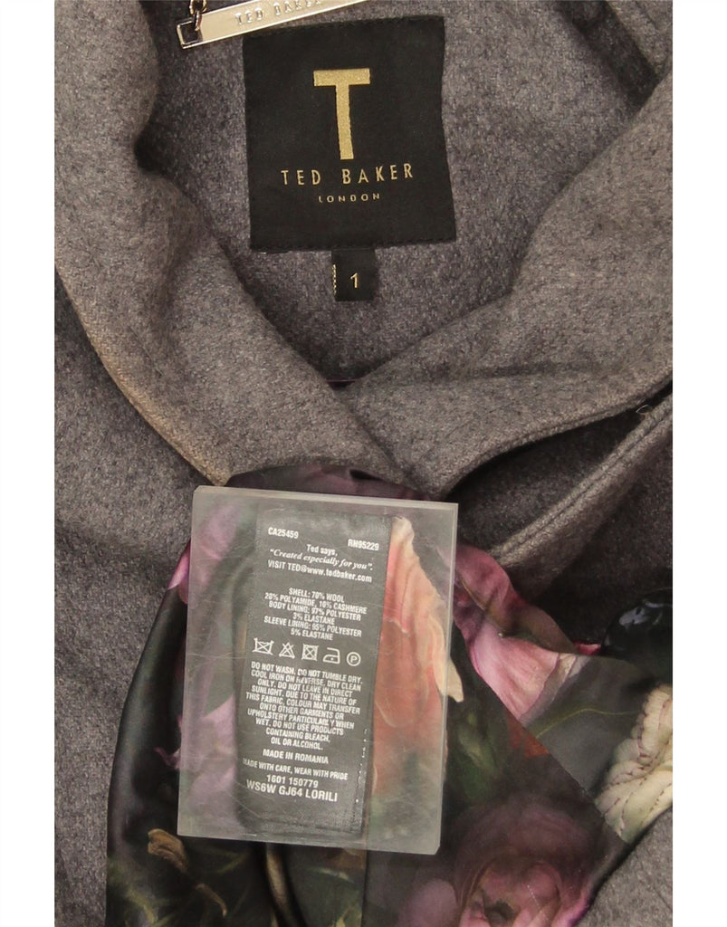 TED BAKER Womens Overcoat Size 1 XS Grey Wool Vintage Ted Baker and Second-Hand Ted Baker from Messina Hembry 