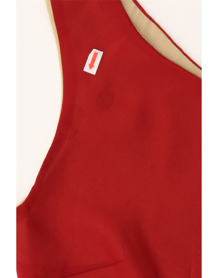 VINTAGE Womens Sleeveless Sheath Dress UK 12 Medium Red Polyester Modern Vintage Vintage and Second-Hand Vintage from Messina Hembry 