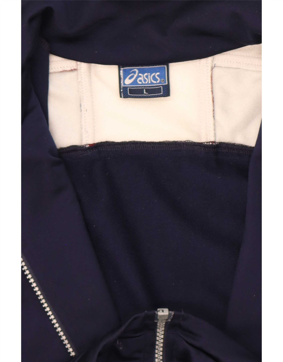 Asics Mens Graphic Tracksuit Top Jacket Large Navy Blue Colourblock