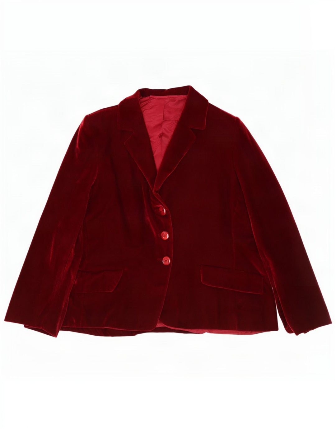 Vintage Womens 3 Button Velvet Blazer Jacket UK 12 Medium Burgundy