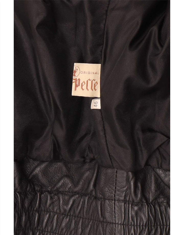 Vintage Mens Leather Jacket IT 46 Small Black Biker