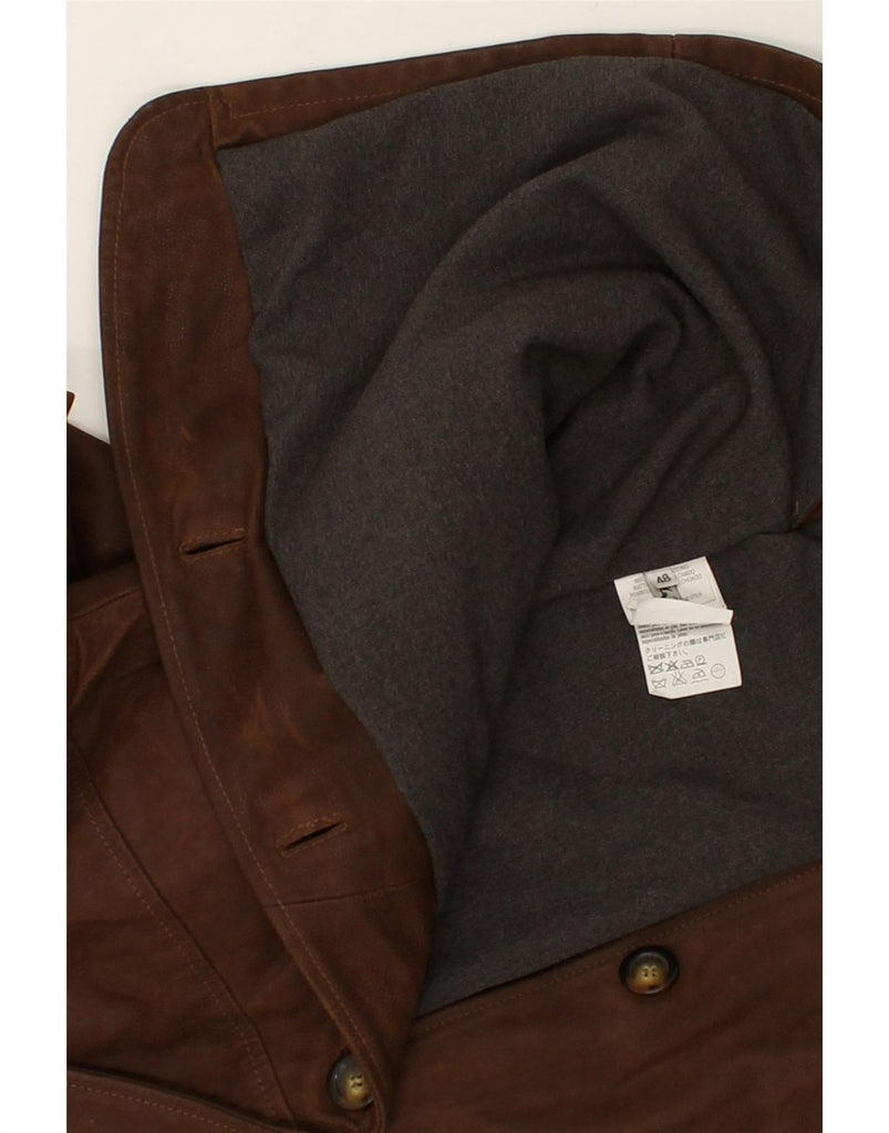 COTTON BELT Mens 3 Button Leather Blazer Jacket IT 48 Medium Brown Leather | Vintage Cotton Belt | Thrift | Second-Hand Cotton Belt | Used Clothing | Messina Hembry 