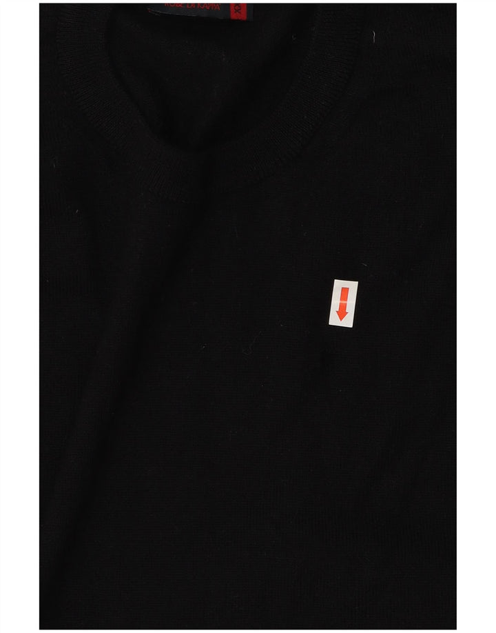Kappa Mens Crew Neck Jumper Sweater 2XL Black Merino Wool