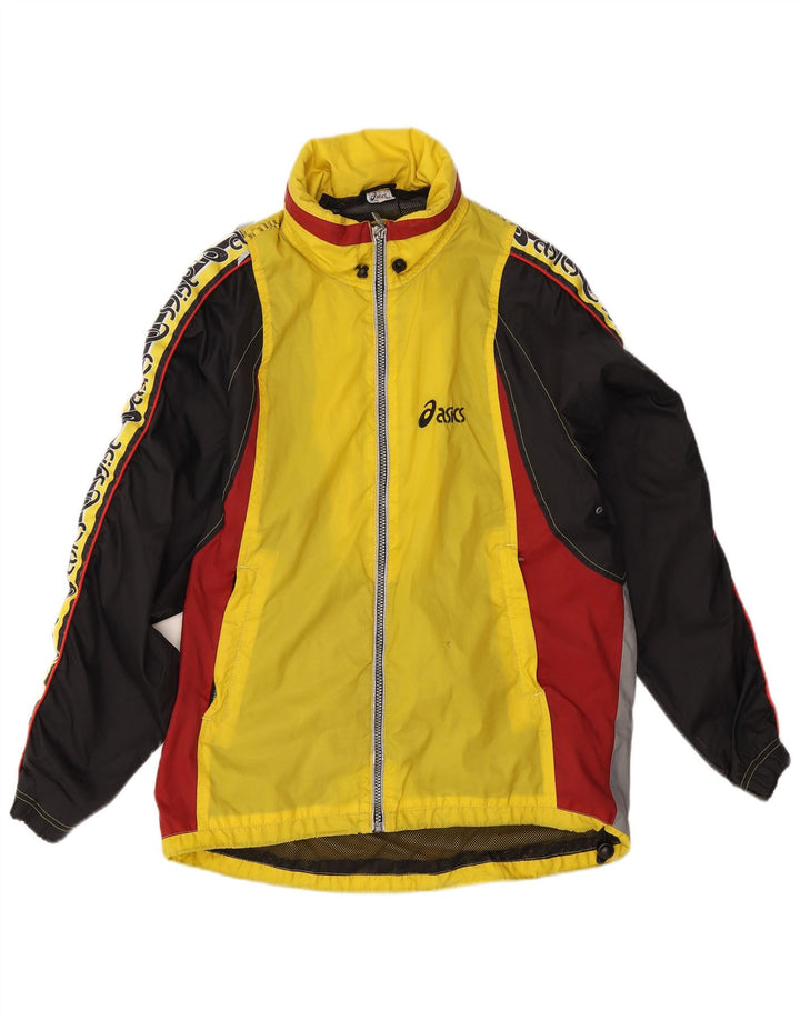 Asics Mens Graphic Rain Jacket UK 38 Medium Yellow Colourblock