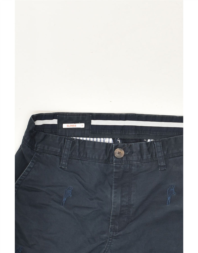 SUN68 Womens Chino Shorts UK 16 Large W32 Navy Blue Animal Print Cotton | Vintage Sun68 | Thrift | Second-Hand Sun68 | Used Clothing | Messina Hembry 