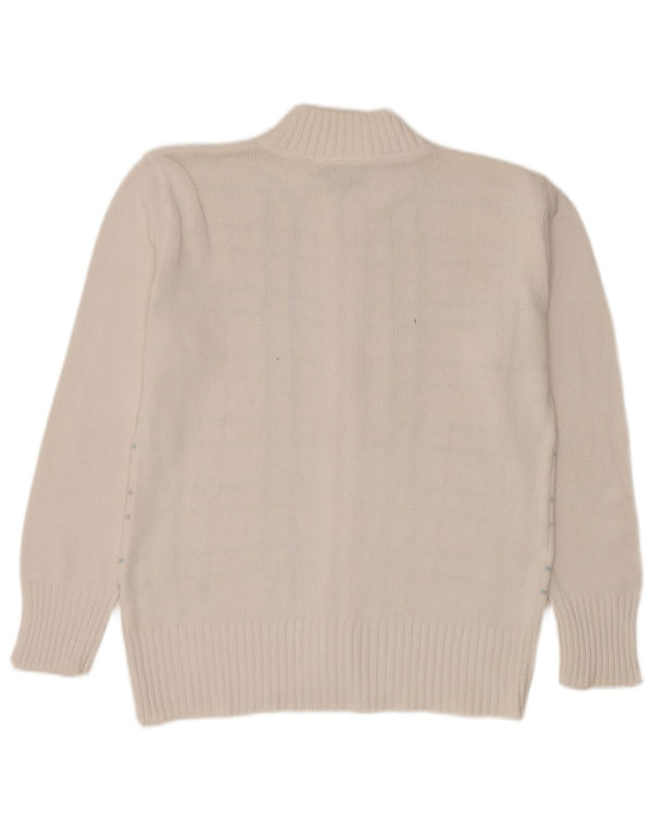 Conte of Florence Womens Full Zip Cardigan Sweater UK 14 Medium White Check