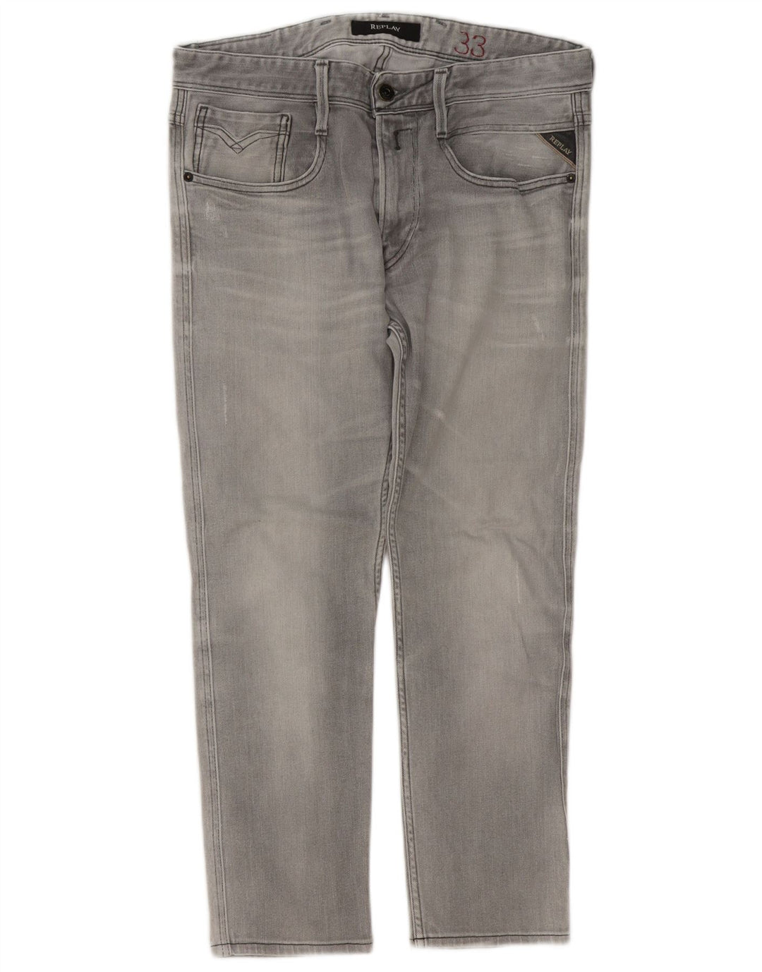 Replay Mens Distressed Slim Jeans W33 L27 Grey