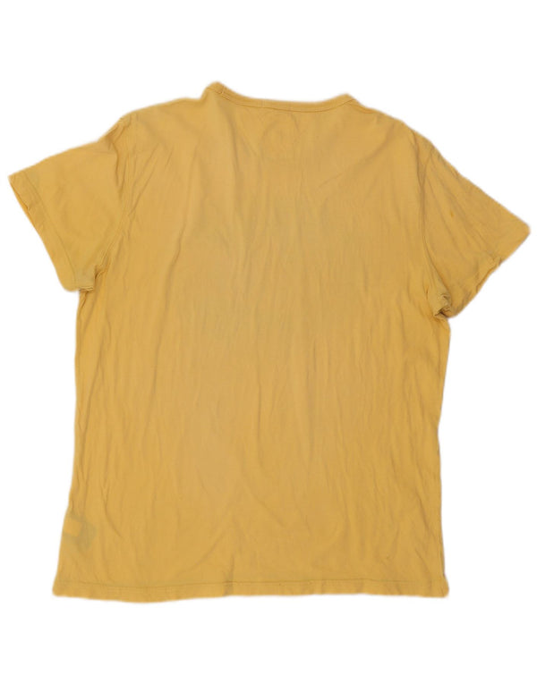 Tommy Hilfiger Mens Graphic T-Shirt Top Large Yellow Cotton