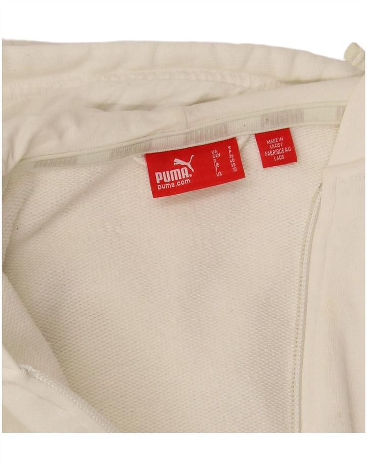 PUMA Womens Graphic Oversized Zip Hoodie Sweater UK 10 Small Off White