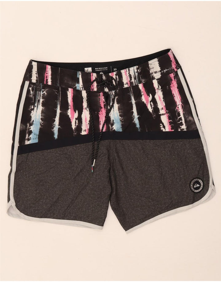 Quiksilver Mens Swimming Shorts Medium  Grey Tie Dye Polyester