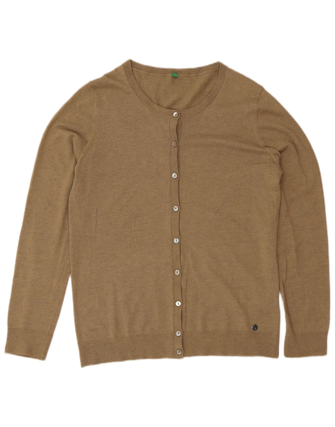 Benetton Womens Cardigan Sweater UK 12 Medium Brown Polyamide