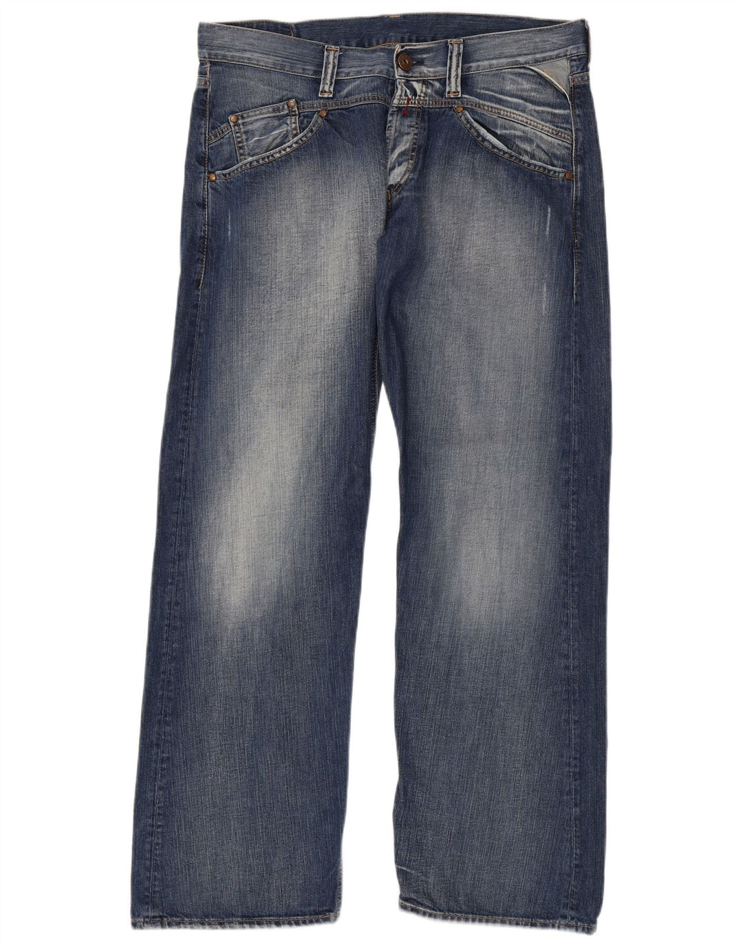 REPLAY Mens Straight Jeans W36 L34  Blue Cotton