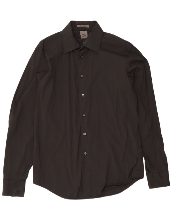 Calvin Klein Mens Slim Fit Shirt Size 40 15 3/4 Medium Black Cotton