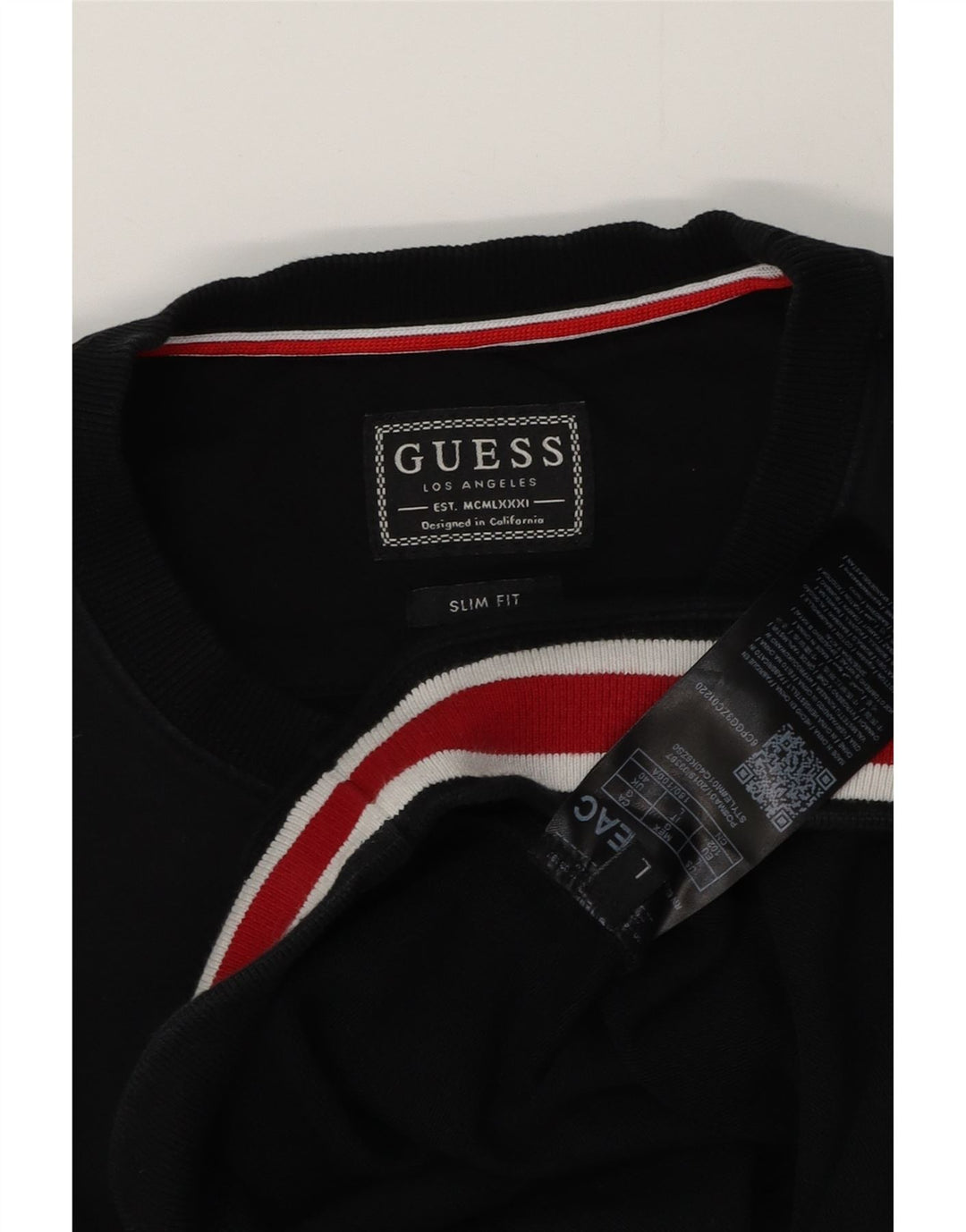 GUESS Mens Slim Fit Sweatshirt Jumper UK 40 Medium Black Colourblock