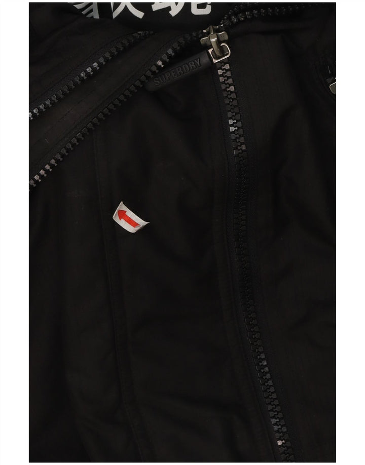 Superdry Mens Hooded Windbreaker Jacket UK 36 Small Black Polyester