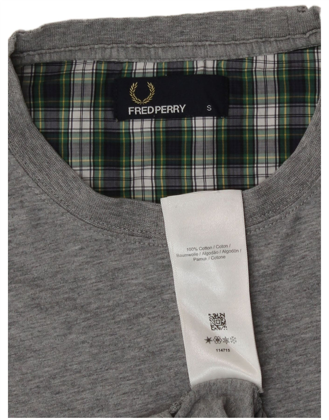 Fred Perry Mens T-Shirt Top Small Grey Cotton