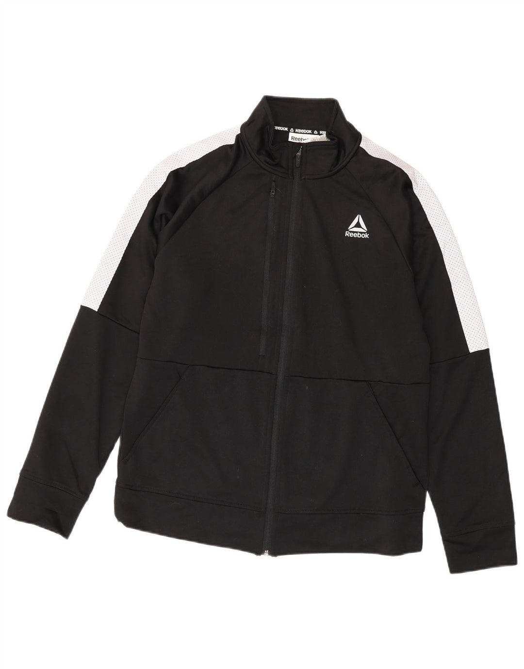 REEBOK Mens Tracksuit Top Jacket Medium Black Colourblock Polyester