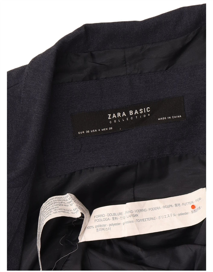 ZARA Womens 1 Button Blazer Jacket EU 36 XS Navy Blue Polyester