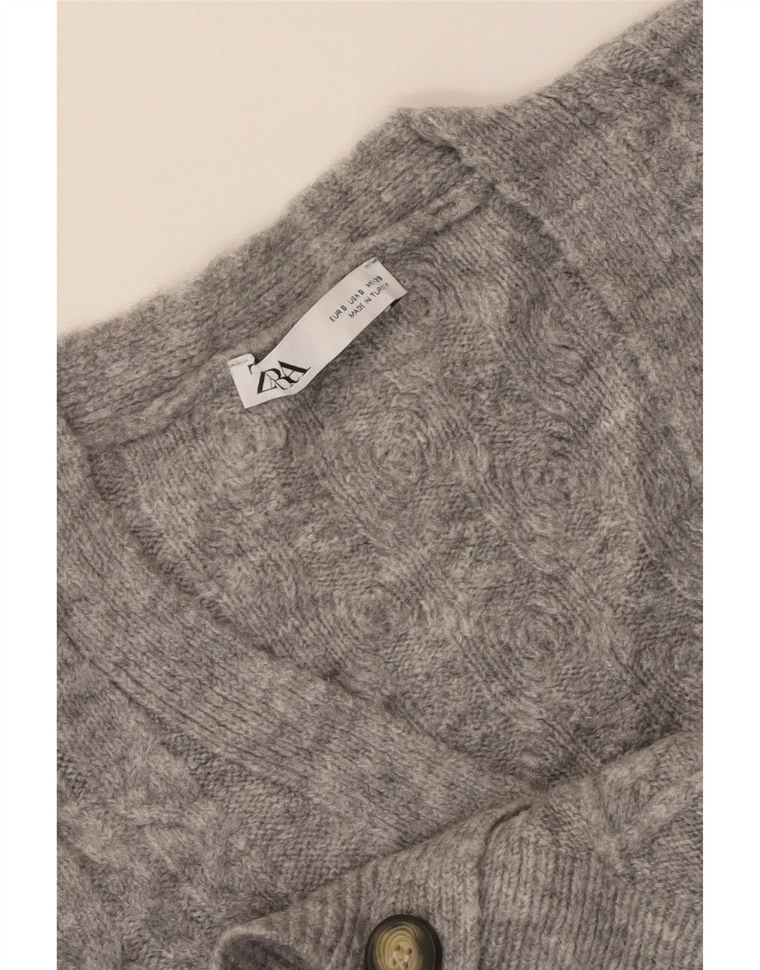 ZARA Womens Crop Oversized Cardigan Sweater UK 10 Small Grey