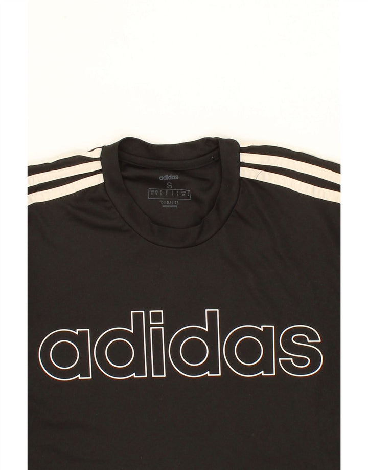 ADIDAS Mens Climalite Graphic T-Shirt Top Small Black Polyester Vintage Adidas and Second-Hand Adidas from Messina Hembry 