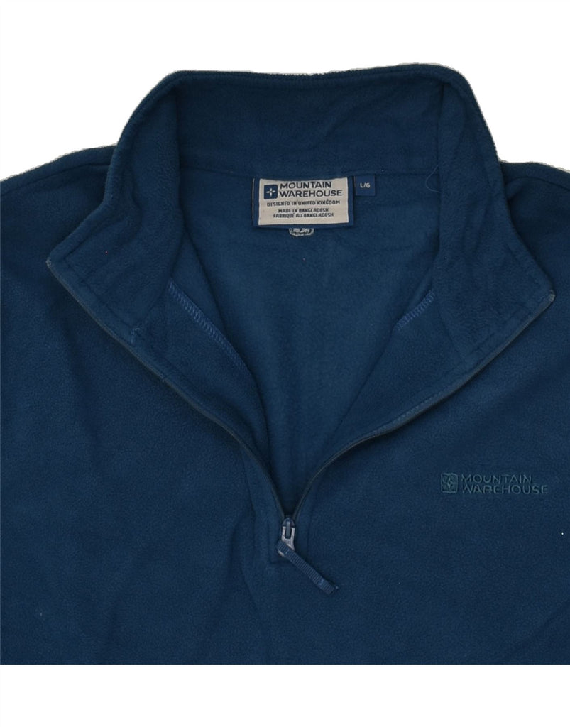 MOUNTAIN WAREHOUSE Mens Zip Neck Fleece Jumper Large Blue Polyester | Vintage Mountain Warehouse | Thrift | Second-Hand Mountain Warehouse | Used Clothing | Messina Hembry 