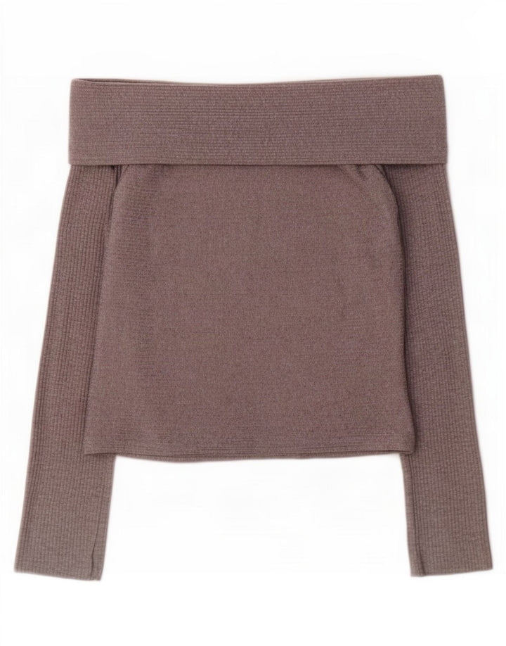 Zara Womens Trafaluc Off Shoulder Top UK 12 Medium Grey