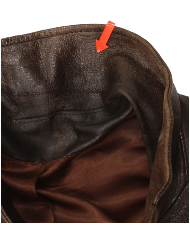 Vintage Mens Leather Jacket UK 42 XL Brown Leather