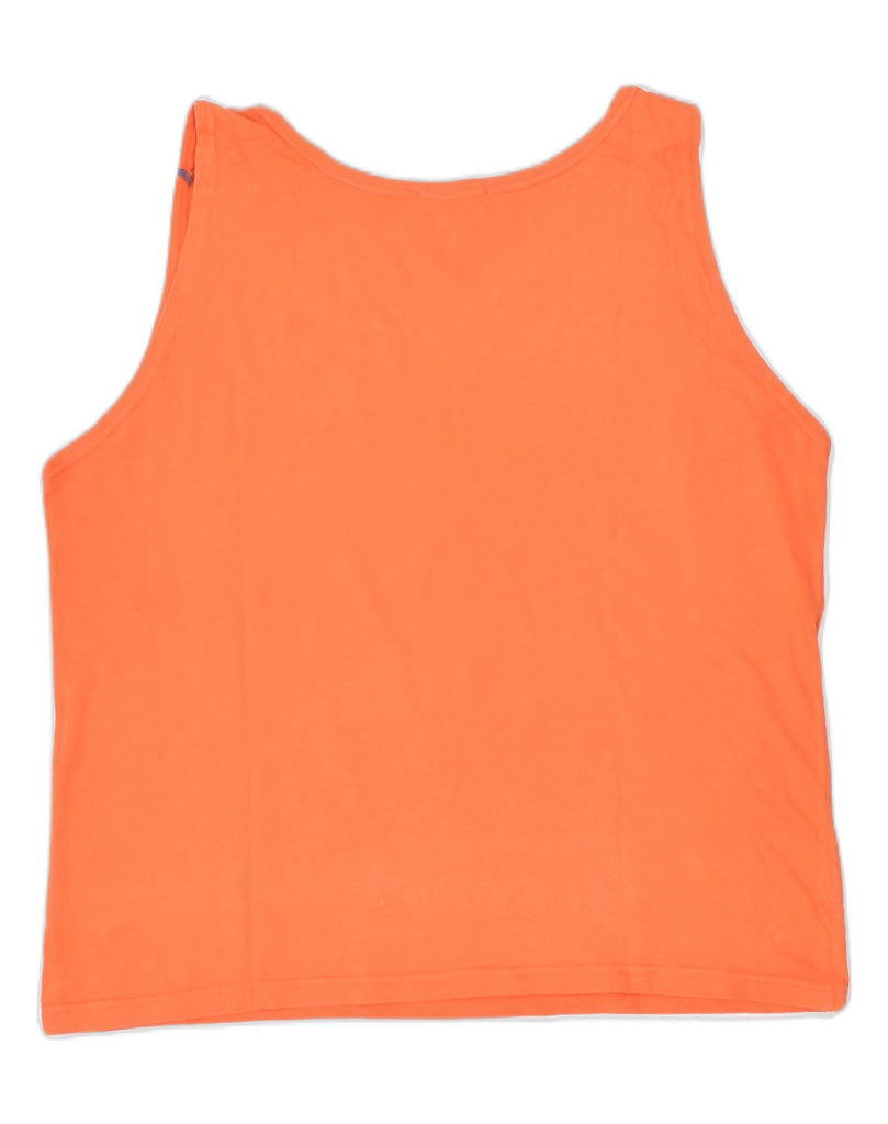 CHARRO Womens Graphic Vest Top UK 16 Large Orange Cotton | Vintage | Thrift | Second-Hand | Used Clothing | Messina Hembry 