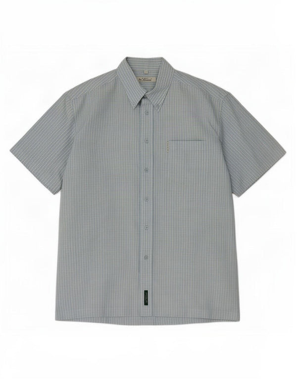 Ben Sherman Mens Short Sleeve Shirt Large Blue Check Cotton
