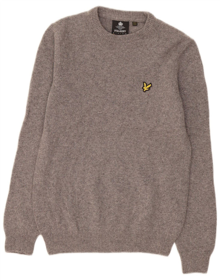 Lyle & Scott Mens Crew Neck Jumper Sweater XS Grey Wool