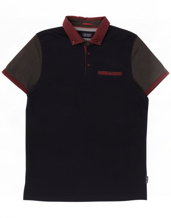 Ted Baker Mens Polo Shirt Size 4 Large Navy Blue Cotton