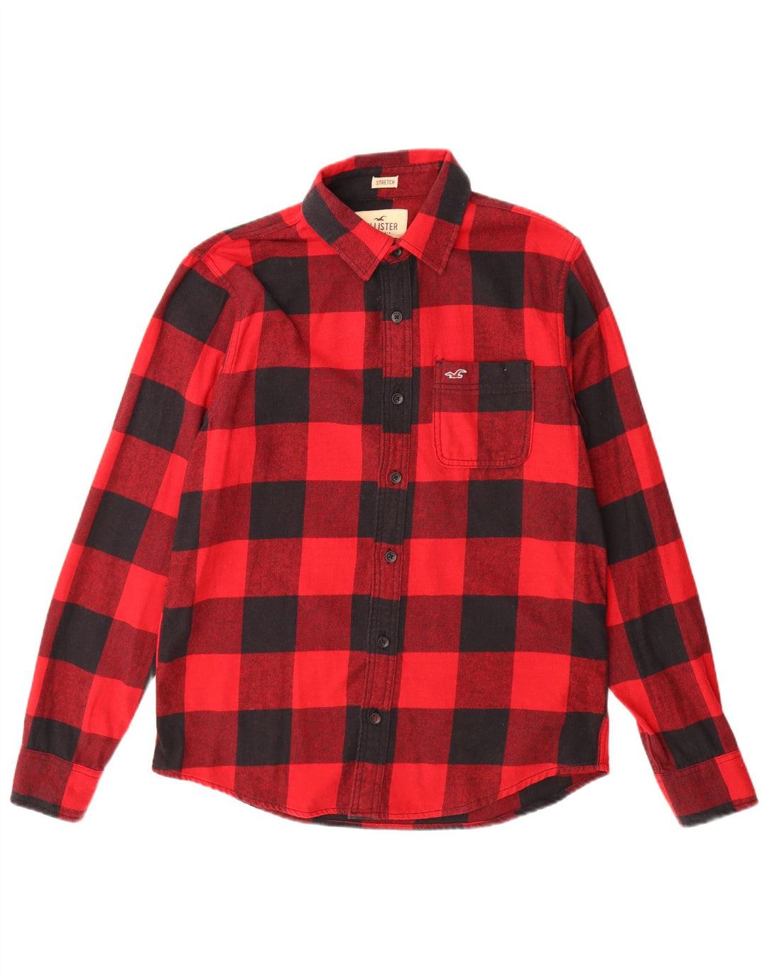 Hollister Mens Flannel Shirt Medium Red Gingham Cotton