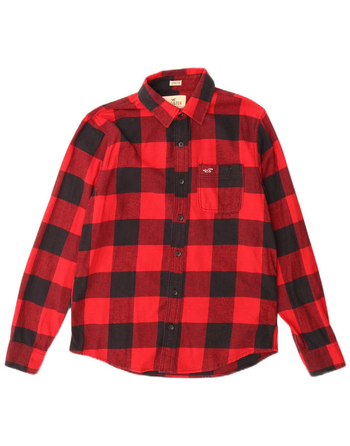Hollister Mens Flannel Shirt Medium Red Gingham Cotton