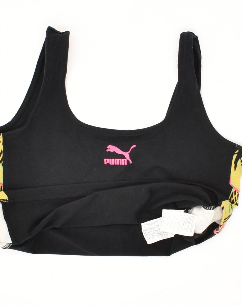 PUMA Womens Crop Vest Top UK 8 Small  Black Cotton | Vintage Puma | Thrift | Second-Hand Puma | Used Clothing | Messina Hembry 