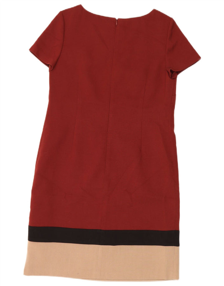 Marks & Spencer Womens Shift Dress UK 12 Medium Red Colourblock Polyester