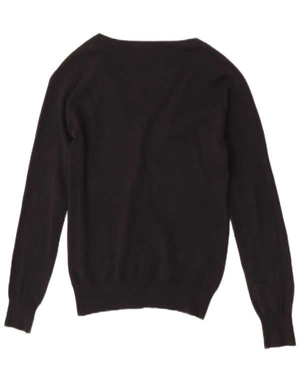 Zara Womens Cardigan Sweater UK 12 Medium Black Cotton