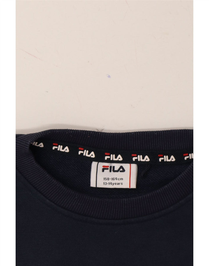 FILA Boys Graphic Sweatshirt Jumper 13-14 Years Multicoloured Colourblock Vintage Fila and Second-Hand Fila from Messina Hembry 