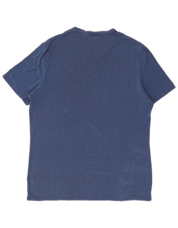 Fila Mens T-Shirt Top XL Blue Herringbone Cotton