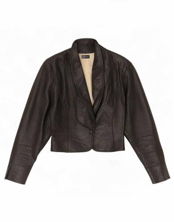 Vintage Womens Leather Bolero Jacket UK 6 XS Black