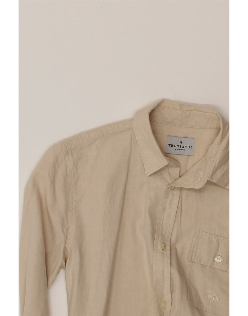 TRUSSARDI JUNIOR Boys Shirt 10-11 Years Beige Cotton Vintage Trussardi Junior and Second-Hand Trussardi Junior from Messina Hembry 