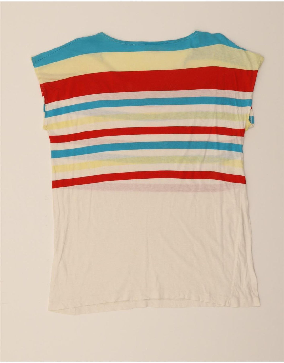 KAPPA Womens T-Shirt Top UK 14 Medium Multicoloured Striped Cotton Vintage Kappa and Second-Hand Kappa from Messina Hembry 