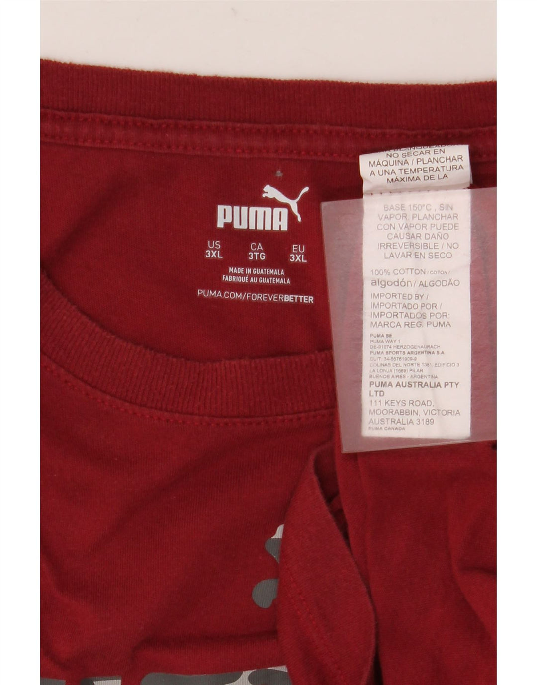 Puma Mens Graphic T-Shirt Top 3XL Red Cotton