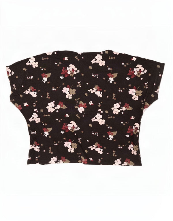 Marks & Spencer Womens Blouse Top UK 20 2XL Black Floral Viscose