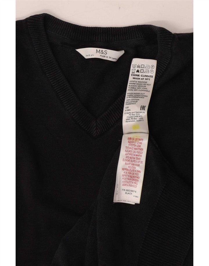 Marks & Spencer Boys Vest Tank Top 14-15 Years Black Cotton