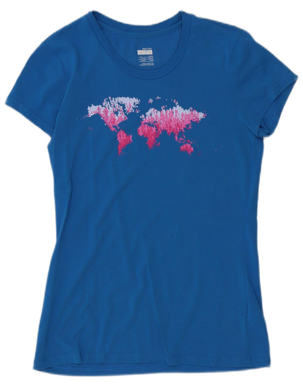 Nike Womens Graphic T-Shirt Top UK 8/10 Small Blue Cotton