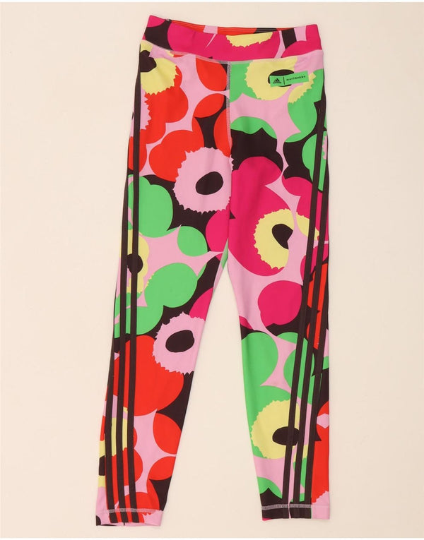 Adidas Girls Marimekko Graphic Leggings 13-14 Years Multicoloured Geometric