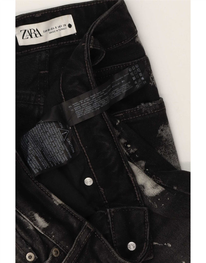 Zara Womens Distressed Straight Jeans EU 38 Small W28 L32 Black Flecked