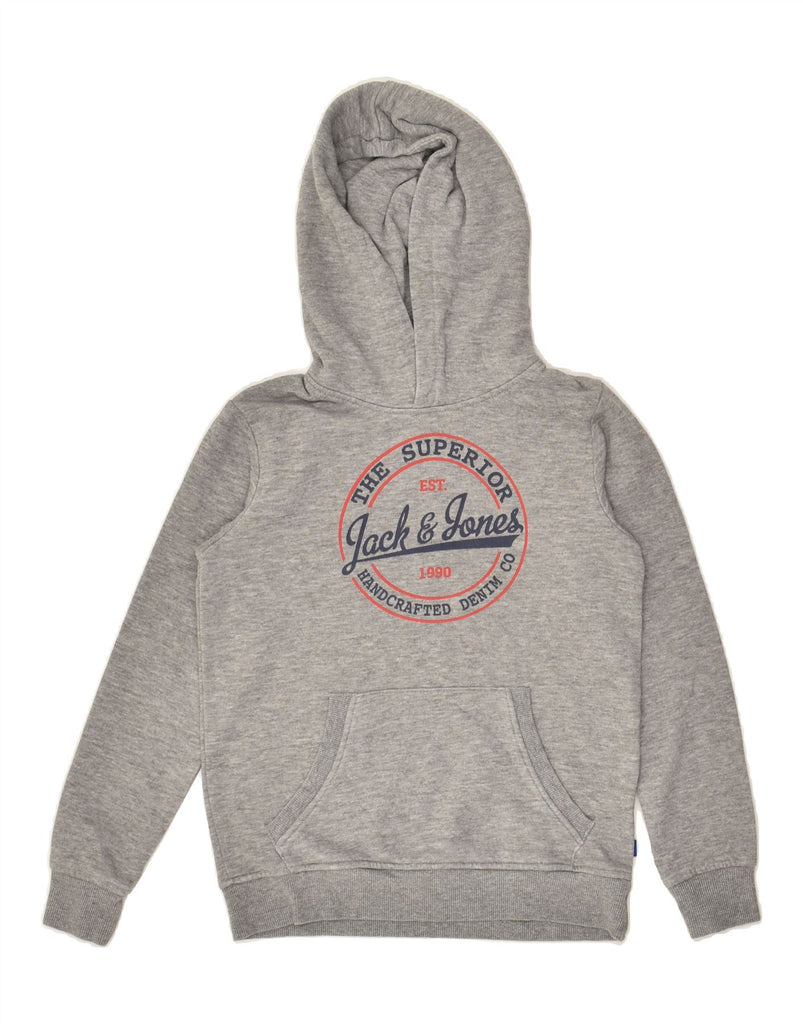 JACK & JONES Boys Graphic Hoodie Jumper 8-9 Years Grey Cotton | Vintage Jack & Jones | Thrift | Second-Hand Jack & Jones | Used Clothing | Messina Hembry 