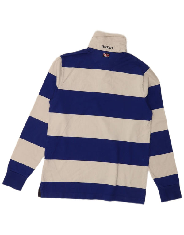 Hackett Mens Tailored Fit Graphic Rugby Polo Shirt Small Blue Striped